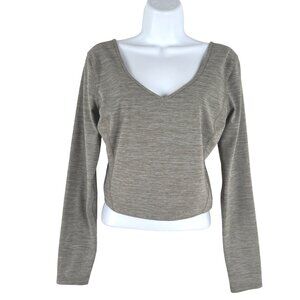 lululemon athletica Heathered Taupe Long Sleeve Crop Top